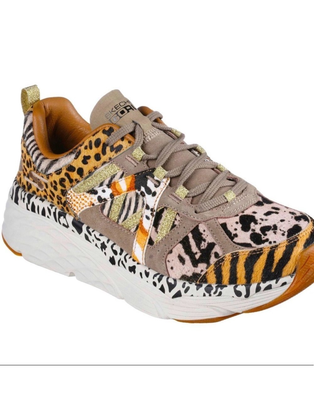 Skechers Max Cushioning Go Run Elite Kingdom Animal Print Calf Hair Sneakers 11